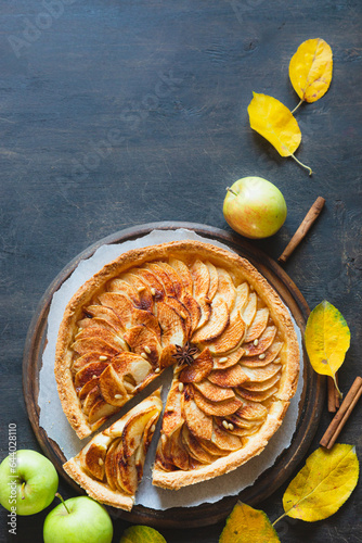 Homemade apple pie. fall baking concept