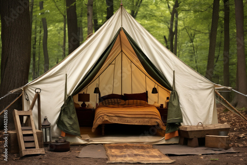 Nature trip forest camp adventure tent outdoors vacation summer travel landscape © VICHIZH