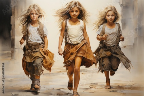 little girls running