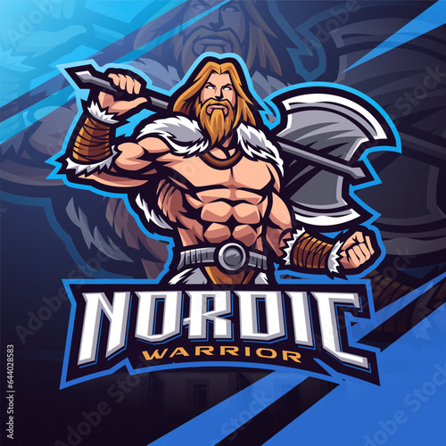 Nordic warrior esport mascot logo design