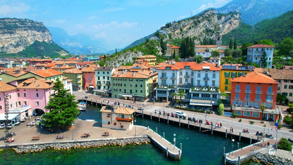 View of Torbole on Lake Garda - Italy - Drone flight