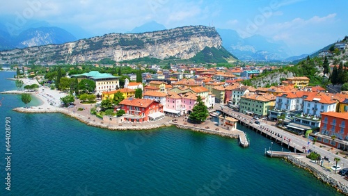 View of Torbole on Lake Garda - Italy - Drone flight