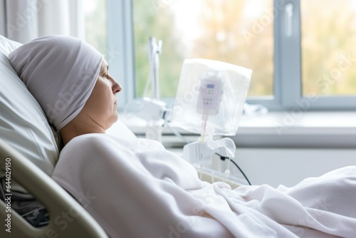 Breast cancer patient getting chemotherapy treatment 