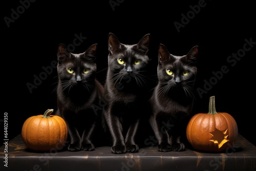 halloween cat with pumpkin © ana