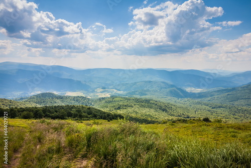 Beautiful view of the Ukrainian mountains Carpathians and valley