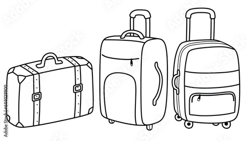 Hand drawn doodle of suitcase  isolated on white background.travel bag for travel vector hand-drawn.