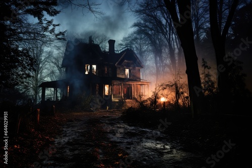 Halloween horror spooky house.