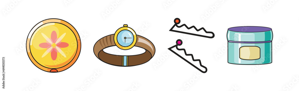Female Object and Grooming Accessory Item Vector Set Female Object and Grooming Accessory Item Vector Set