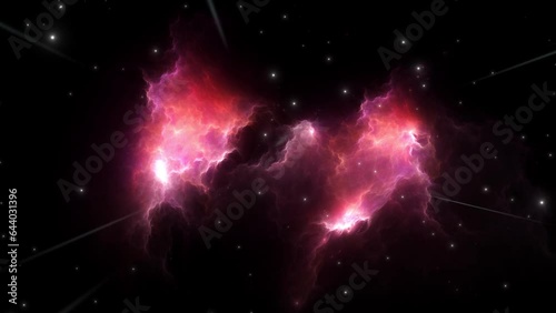 Flying through nebula and star fields in deep space