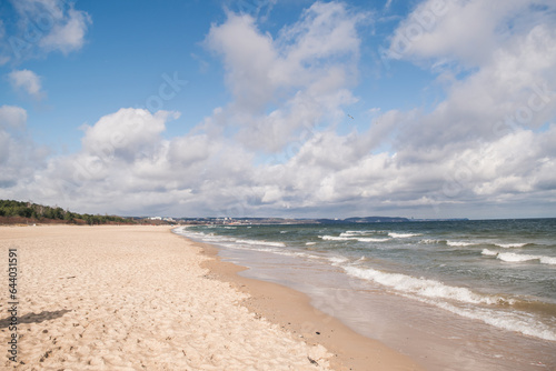 Baltic Sea waves and cloudy sky