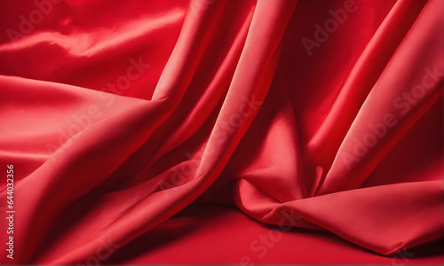 Texture portrait of a beautiful red fabric blowing in the wind in a studio