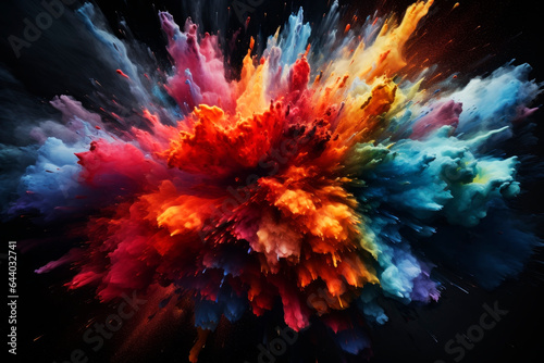 Explosion of multi-colored paints. Generative AI