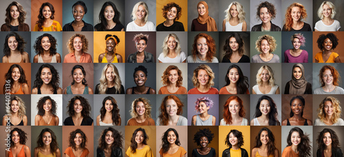 large diversity group of fictional women people of different ethnicity photo