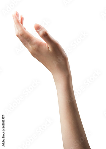 Woman palm raised up