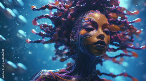 Mermaid underwater. Fantasy beauty style portrait of beautiful woman