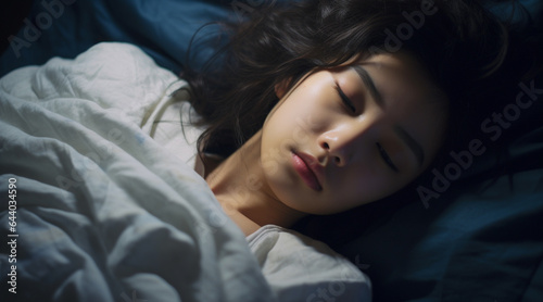 眠れずにうつろな表情で夜を過ごす日本人の若い女性