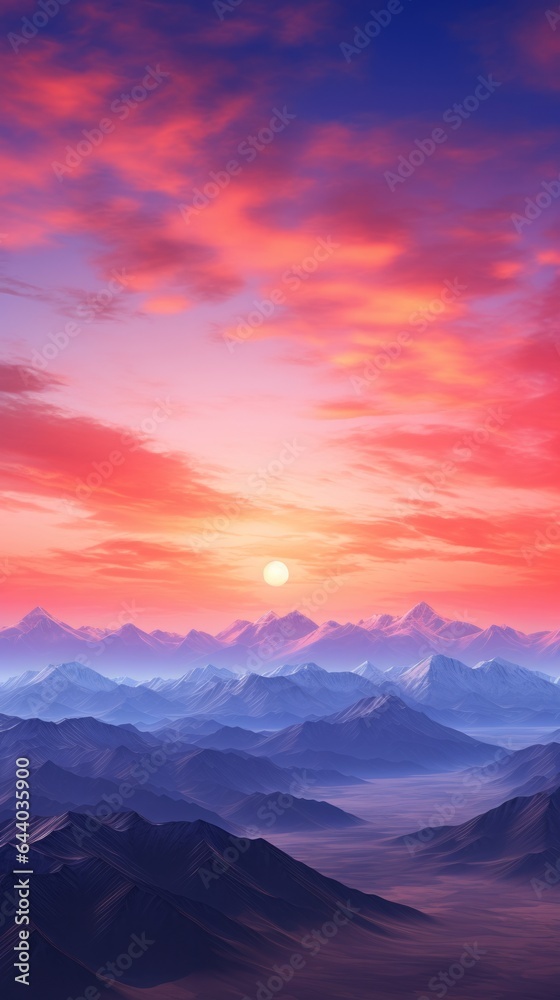 A beautiful sunset over a mountain range A beautiful sunset over a mountain range