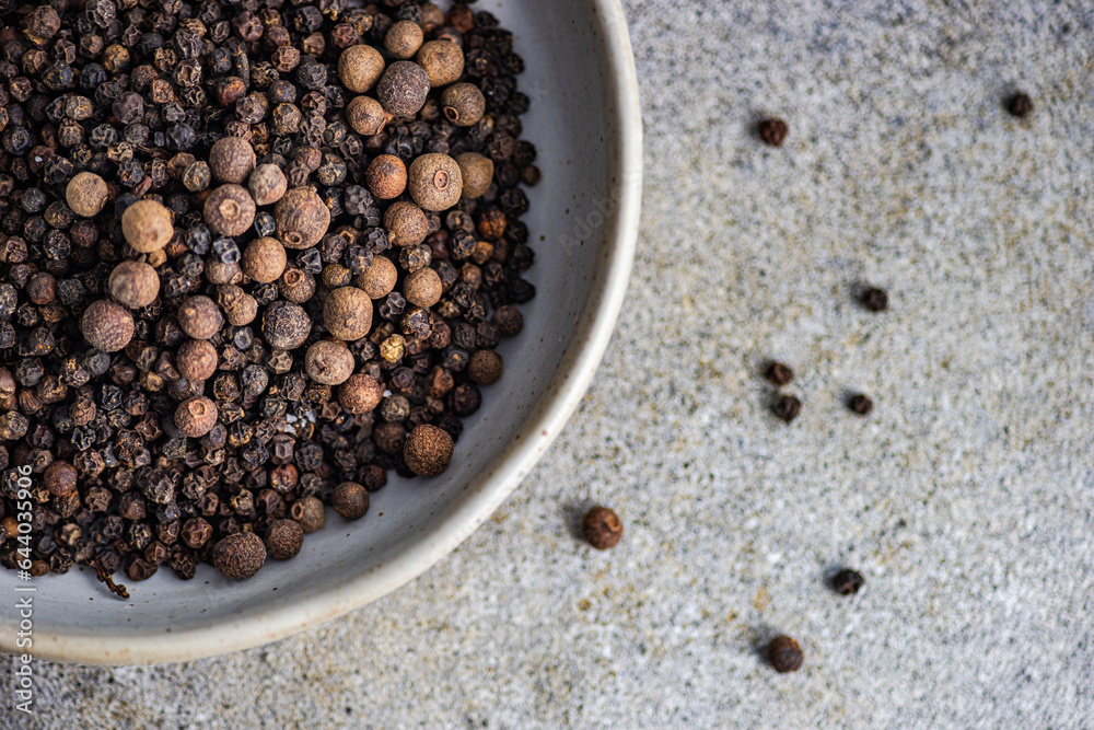 Bowl filled with natural aromatic Black pepper Bowl filled with natural aromatic Black pepper