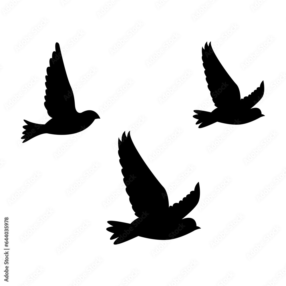 silhouettes of flock birds fly in sky silhouettes of flock birds fly in sky