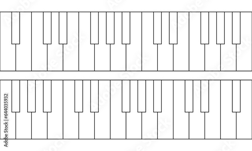 outline piano keyboard background on white background