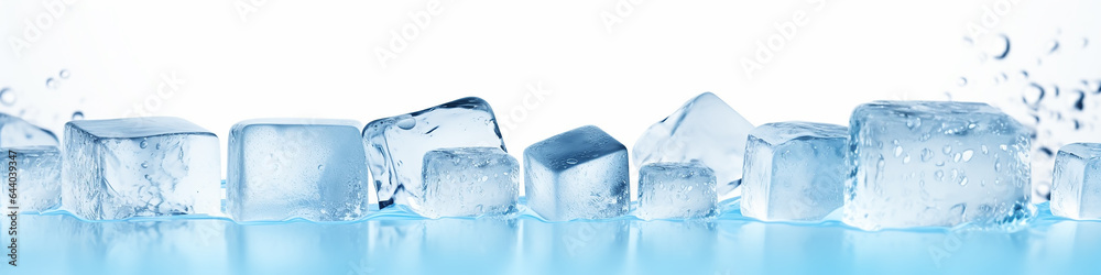 ice cubes long narrow background on white ice cubes long narrow background on white