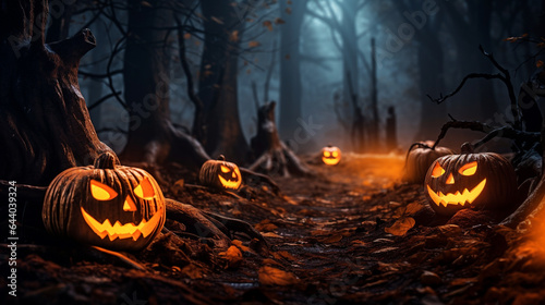 Jack-o'-lanterns appear on spooky Halloween nights.