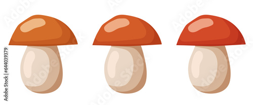 Mushroom icon set. Cartoon mushroom isolated on white background.