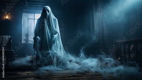 Scary ghost in haunted house