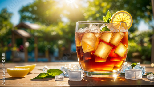 Refreshing Iced Tea in Summer Garden