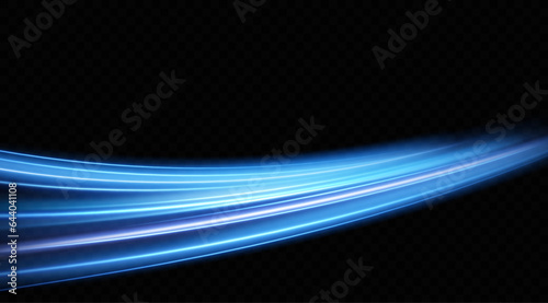 Abstract effect of movement with the speed of light. Blue spiral glow effect. Magic shiny line. Neon. Background