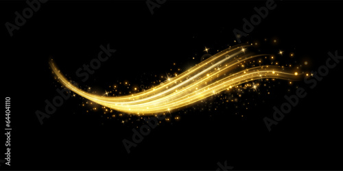 Abstract light speed motion effect.Gold color spiral glow effect.Magic shiny lin