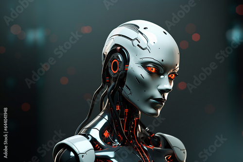 AI Robot cyborg person close up portrait.