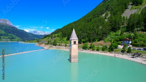 Church tower in Lake Reschen - Graun in Vinschgau