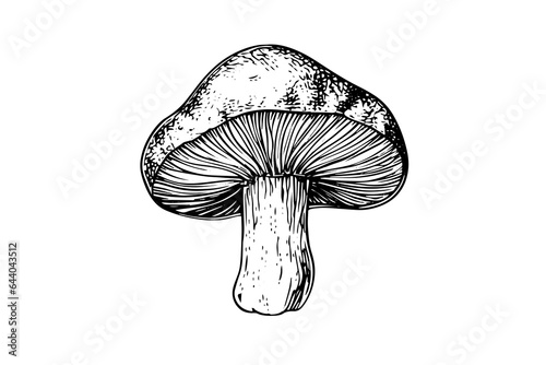 Forest mushrooms hand drawn ink sketch. Engraving vintage style vector illustration.