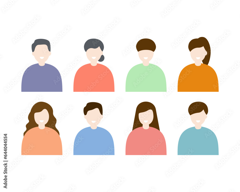 Set of people avatar icon. Different Smiling family character man and woman portrait collection. Flat vector design isolated illustration. Set of people avatar icon. Different Smiling family character man and woman portrait collection. Flat vector design isolated illustration.