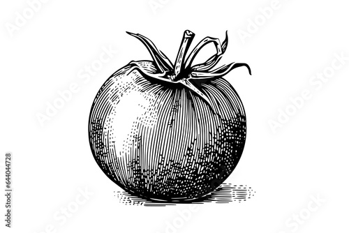 Tomato hand drawn ink sketch. Engraving vintage style vector illustration.
