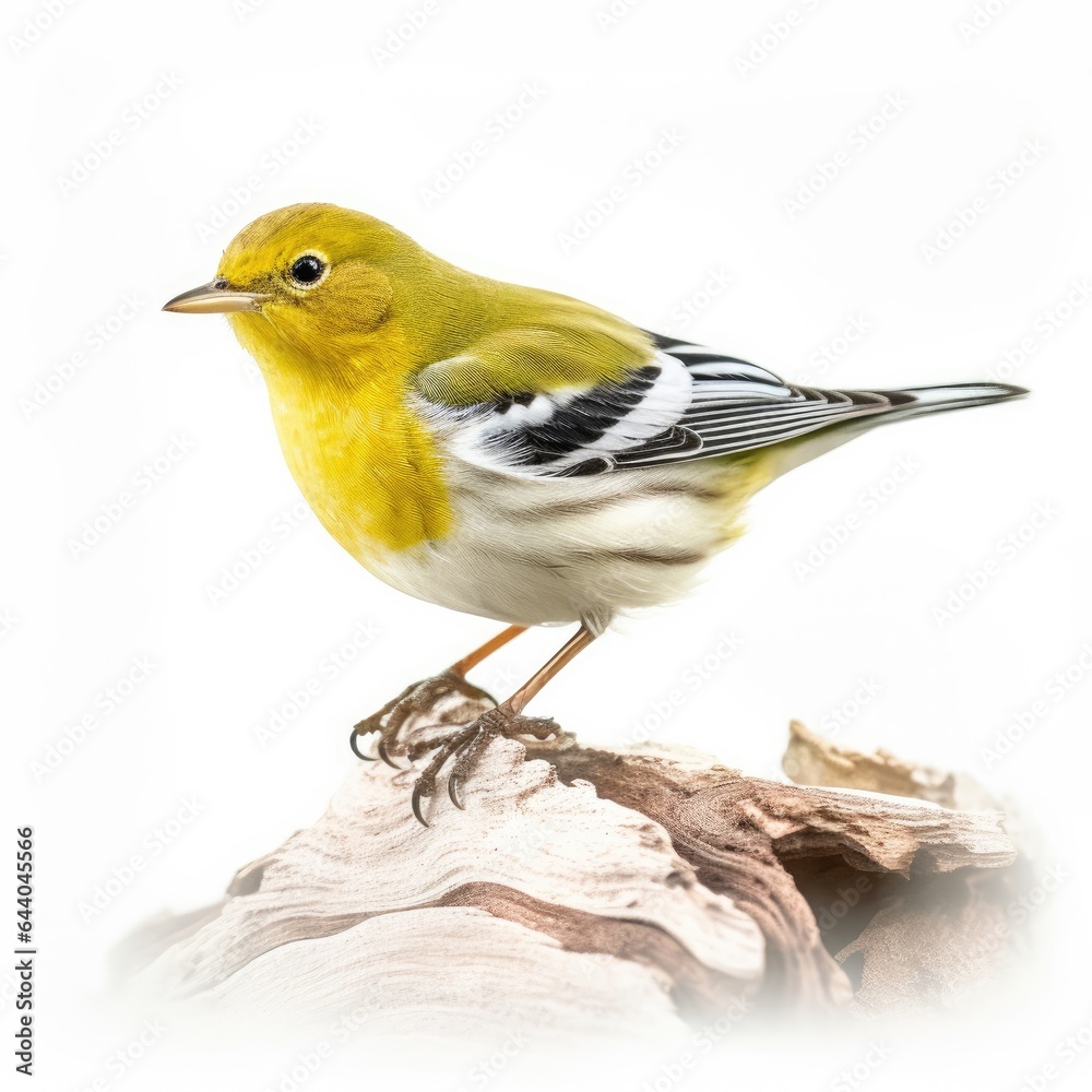 Naklejka premium Pine warbler bird isolated on white background.