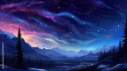 Celestial Wonders  the awe-inspiring beauty of the night sky  featuring stars  galaxies  and celestial phenomena like the Northern Lights. AI generative