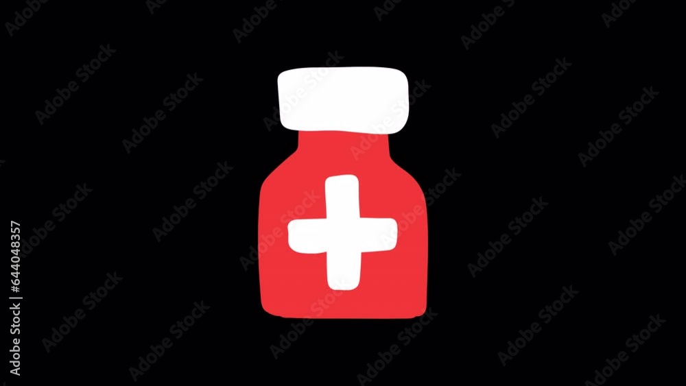 Animated icon pills in bottle. Frame by frame animation. Alpha channel Animated icon pills in bottle. Frame by frame animation. Alpha channel