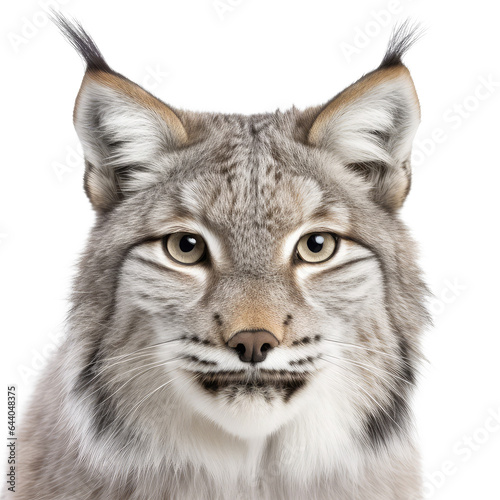 canada lynx looking isolated on white photo
