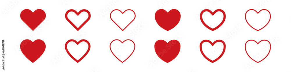 Heart icon. Love sign. Valentine symbol. Heart vector set.