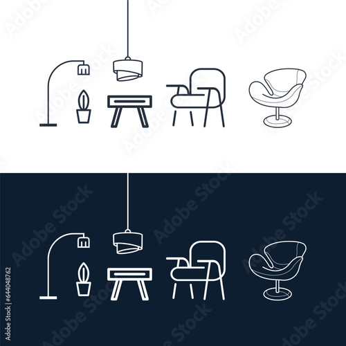 Vector modern Interior furniture icon