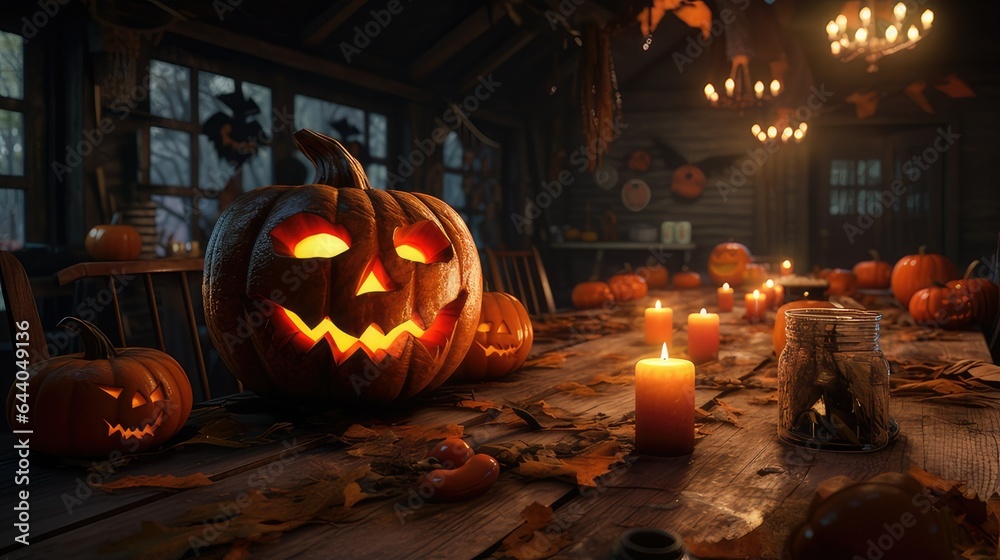 halloween pumpkin on a table halloween pumpkin on a table