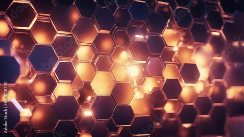 abstract background with hexagons Abstract background hexagon pattern with glowing lights
