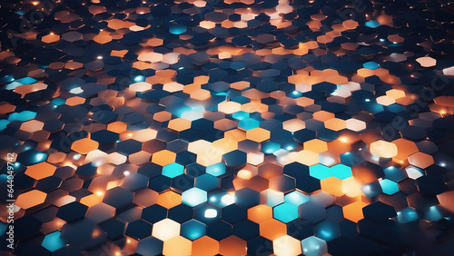 christmas background Abstract background hexagon pattern with glowing lights