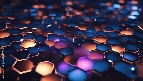 abstract background with hexagons Abstract background hexagon pattern with glowing lights