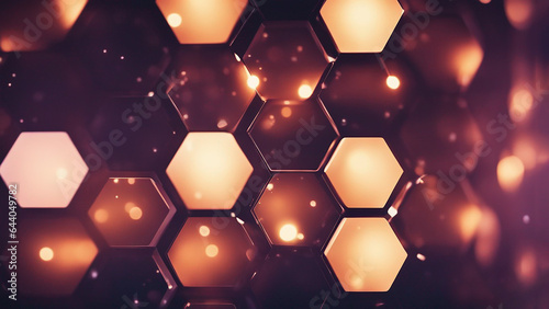 abstract background with glowing lights Abstract background hexagon pattern with glowing lights