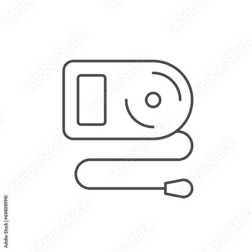 Retractable dog leash line icon