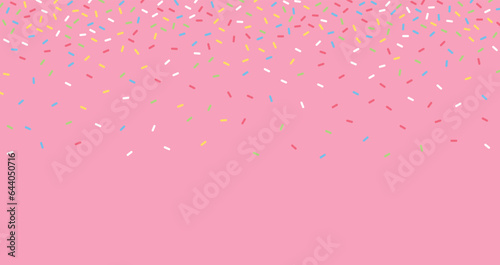 Colorful sprinkles banner background, colorful falling decorative sprinkles background