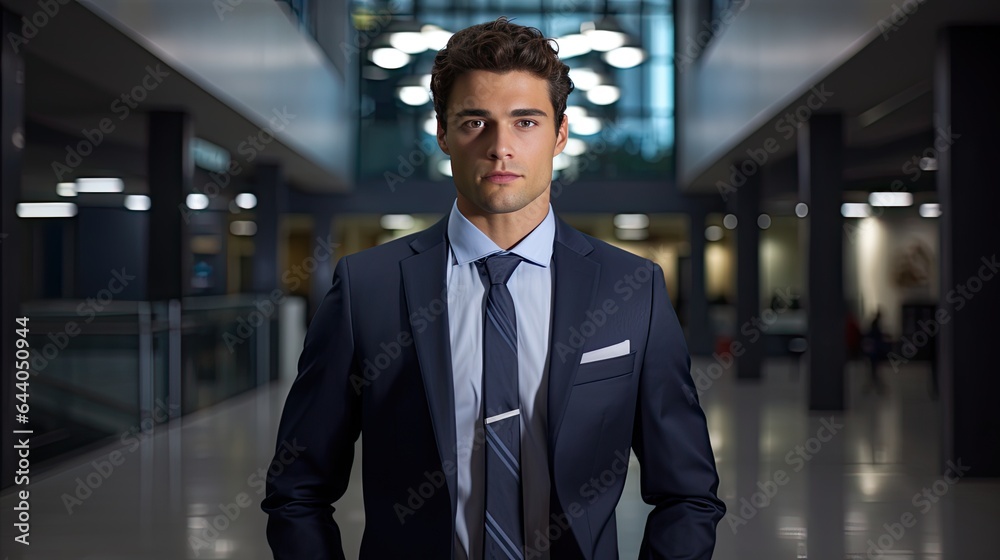Model in a professional business attire, emphasizing confidence, set in a modern corporate office Model in a professional business attire, emphasizing confidence, set in a modern corporate office